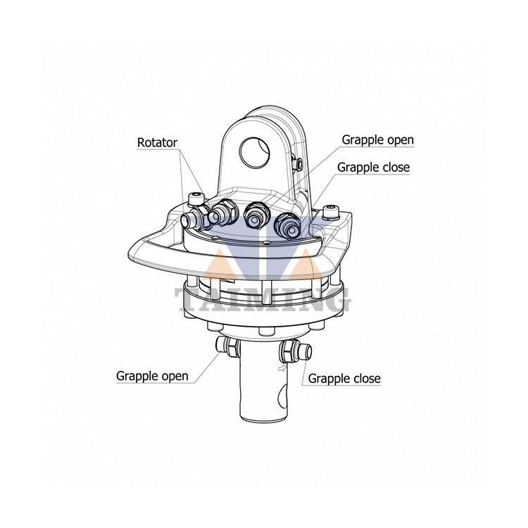 TEM 1 Ton Forest Crane Attachment Excavator Bucket Hydraulic Rotator